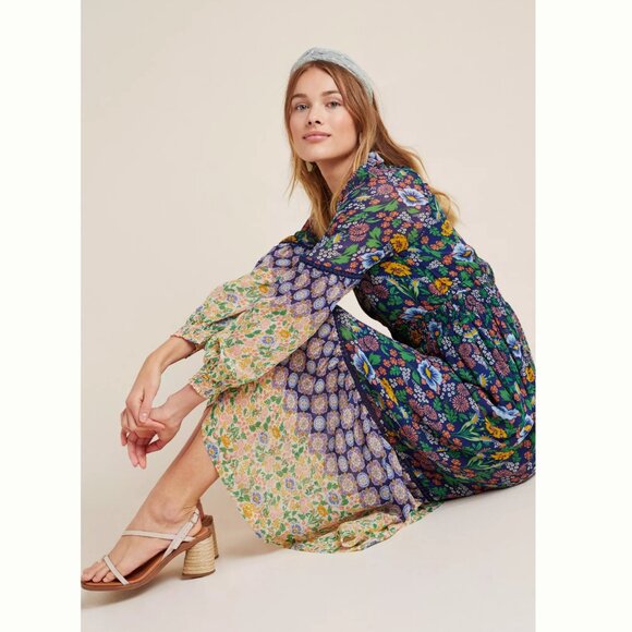 Anthropologie Maeve Ondine Maxi Dress Floral Print Garden Scandi Girl Summer Sun - Picture 15 of 15